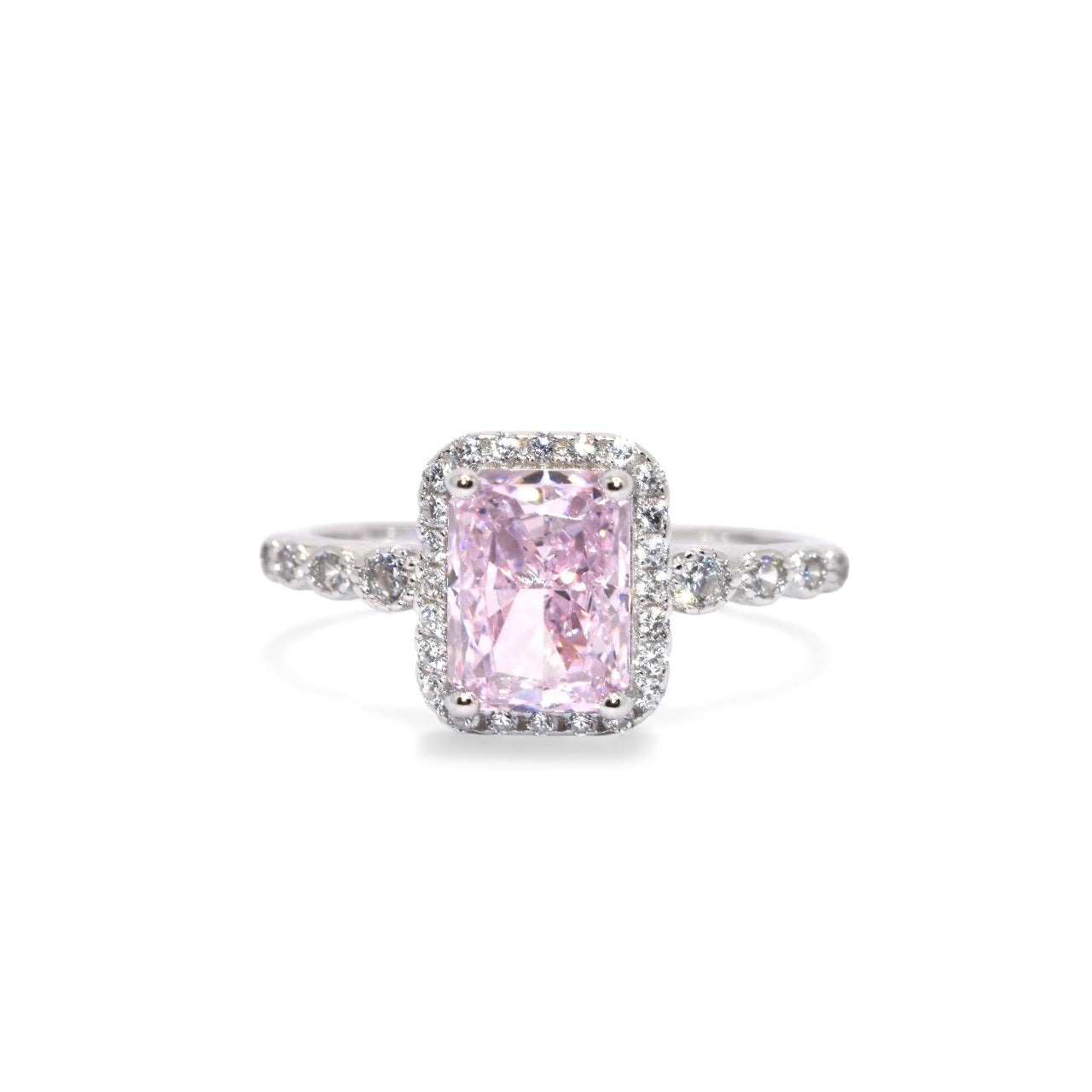 Diana Pink Coloured Cushion Cut Ring