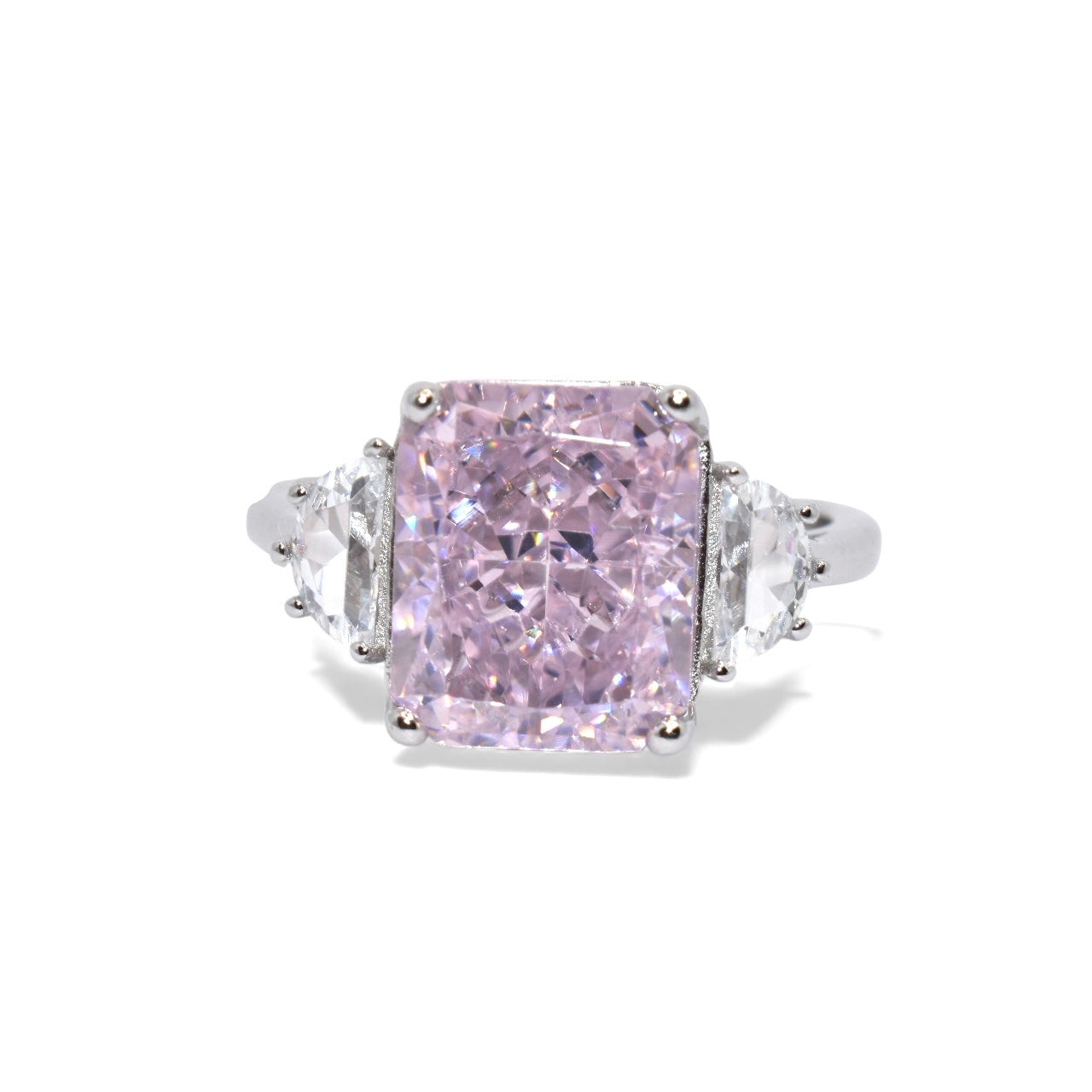 Khrystyna Pink Coloured Cushion Cut Ring