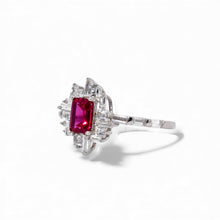 Ruby Coloured Emerald Cut Ring