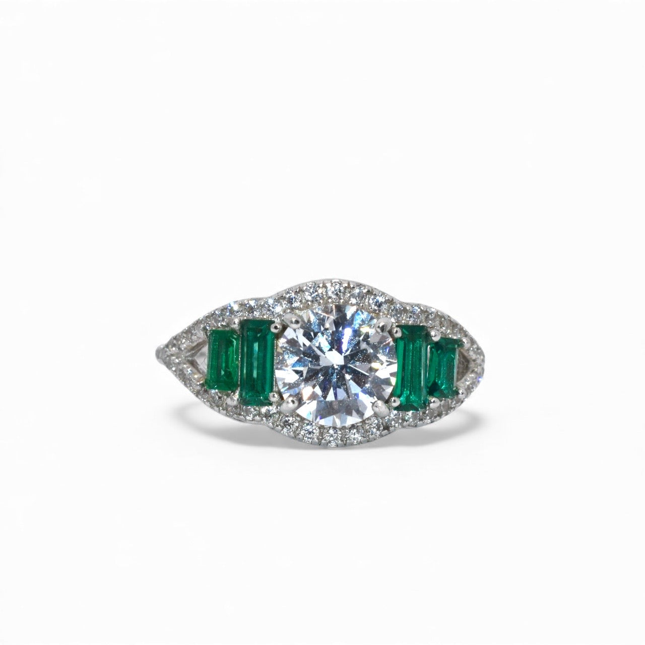 Emerald Coloured Solitaire Ring