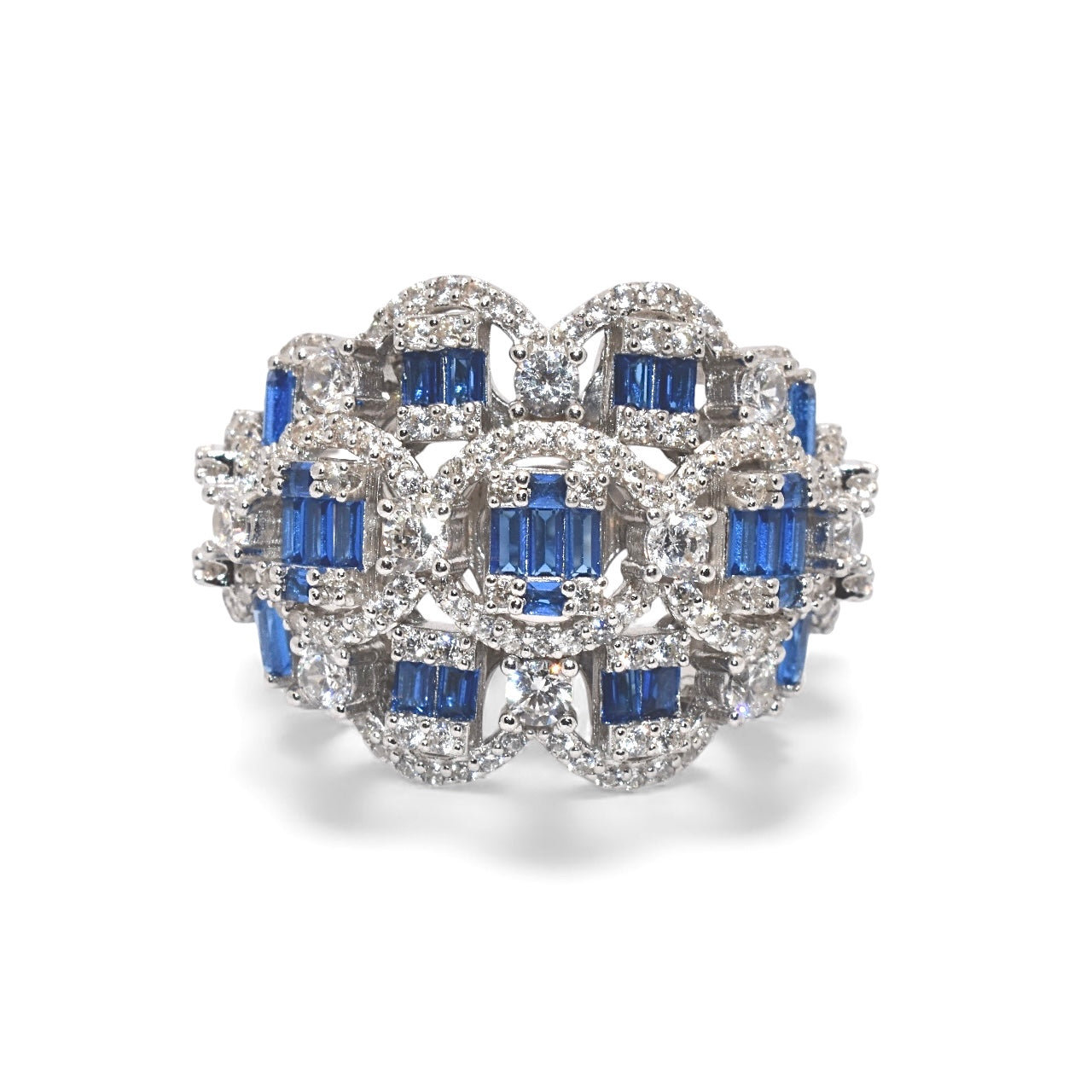 Sapphire Coloured Flower Ring