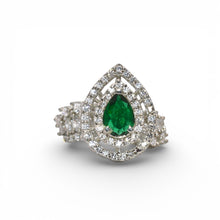 Emerald Coloured Pear Ring