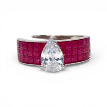 Ruby Coloured Pear Ring