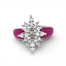 Ruby Coloured Flower Shape Ring