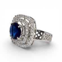 Dual Halo Sapphire Coloured Solitaire Ring
