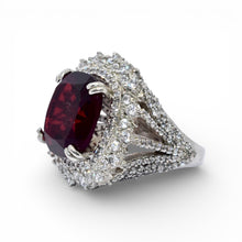 Ruby Coloured Emerald Cut Ring