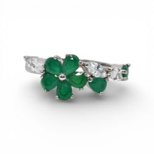 Emerald Coloured Flower Shape Ring