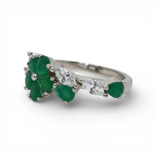 Emerald Coloured Flower Shape Ring