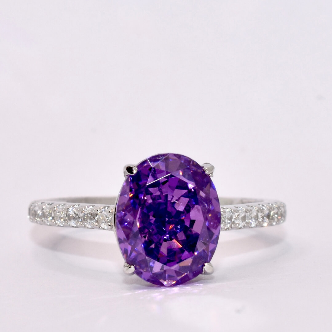 Violet Ice Cut Oval Ring Silver Attractions